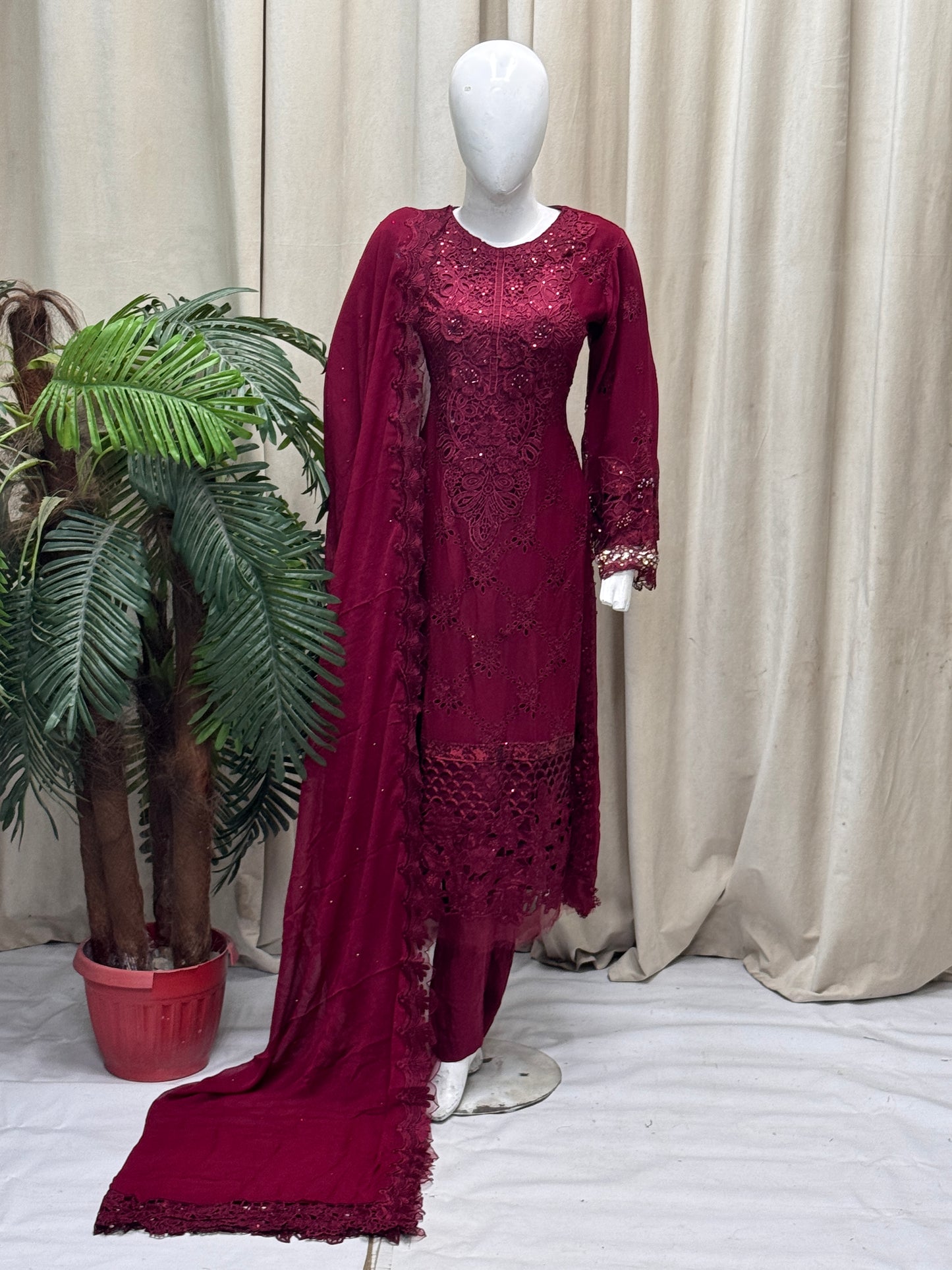 Ruby Rouge Chiffon Ensemble