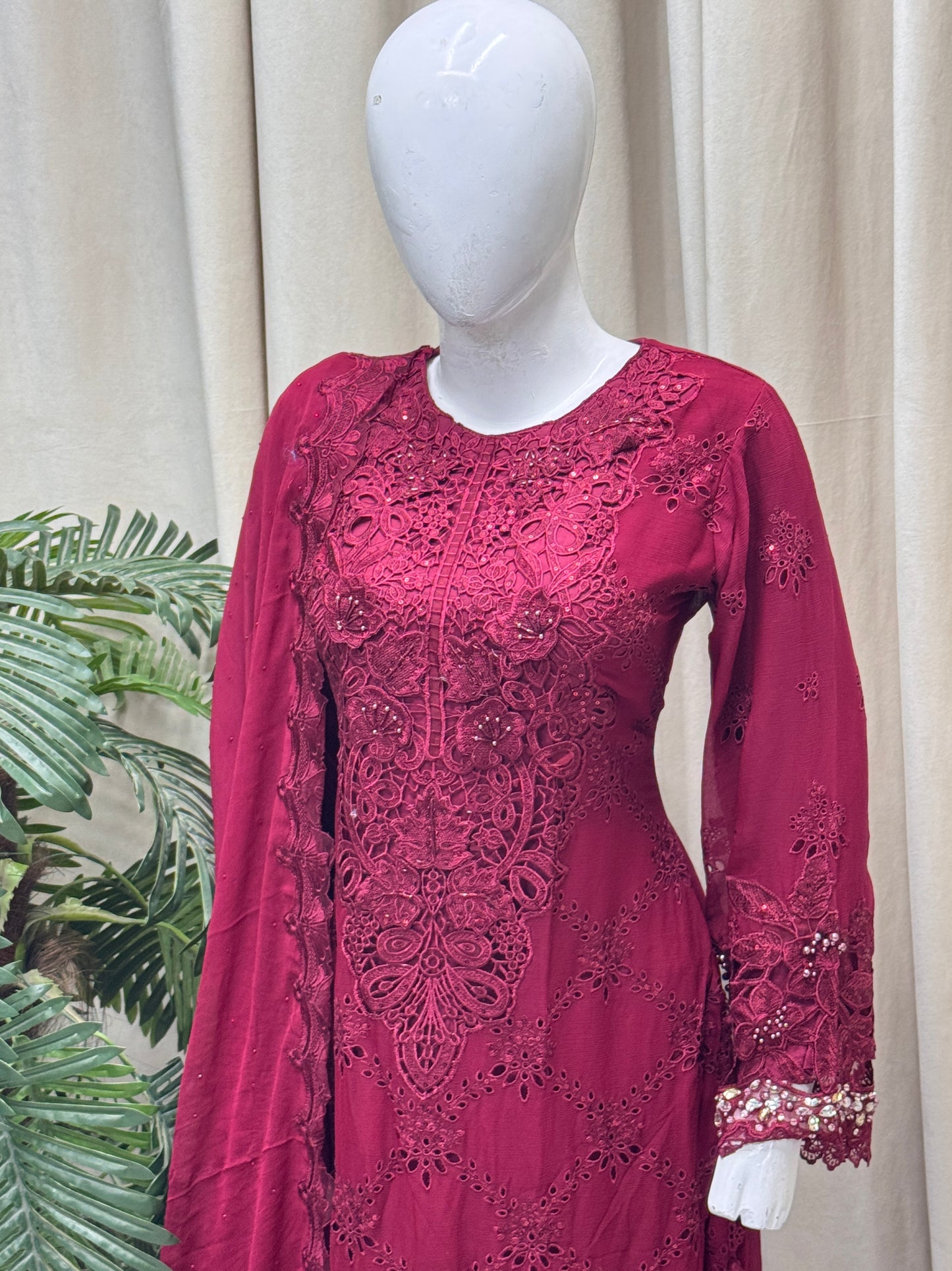 Ruby Rouge Chiffon Ensemble