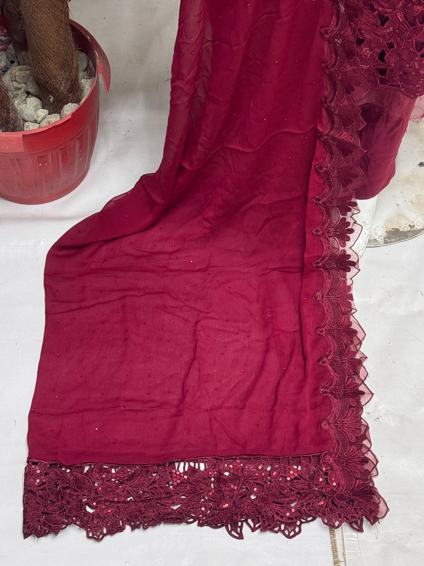 Ruby Rouge Chiffon Ensemble