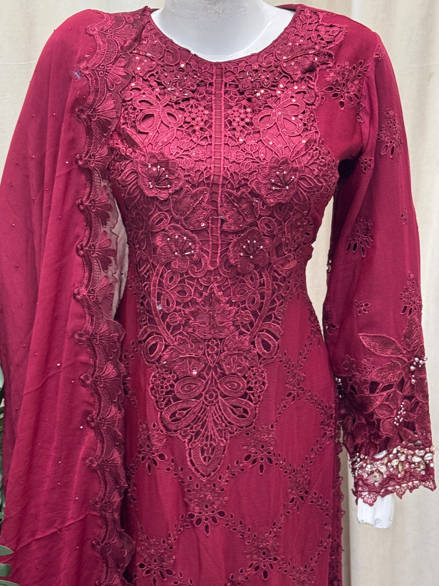 Ruby Rouge Chiffon Ensemble