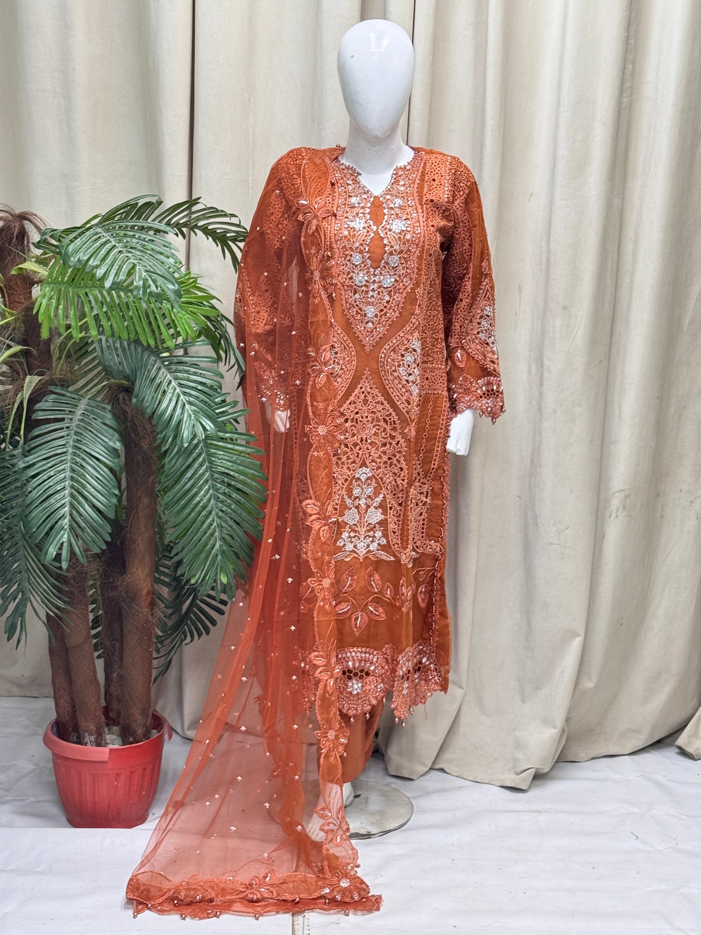 Terracotta Charm Rust Festive Wear
