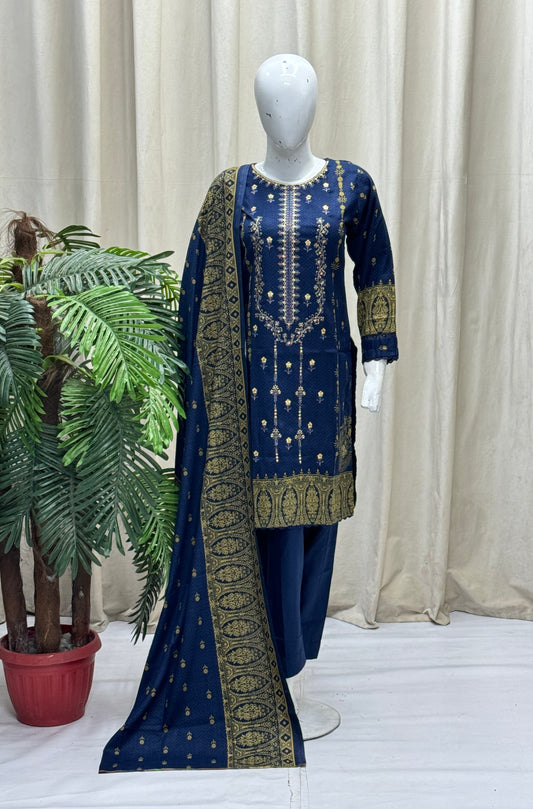 K&R Dhanak - Dhanak Dupatta 343 Navy Blue