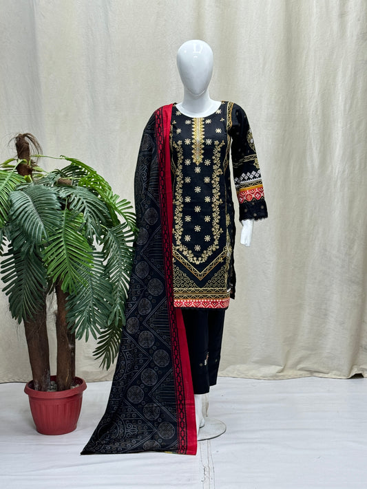 K&R Khaddar - Khaddar Dupatta 403 Black