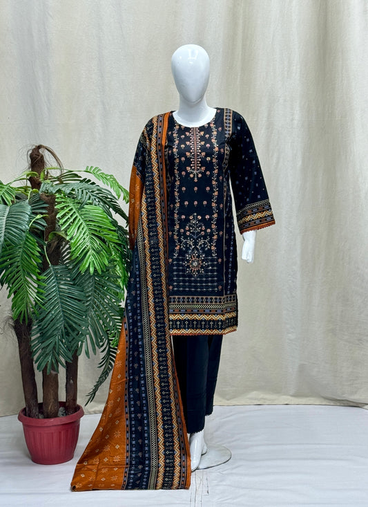 K&R Khaddar - Khaddar Dupatta 409 Black