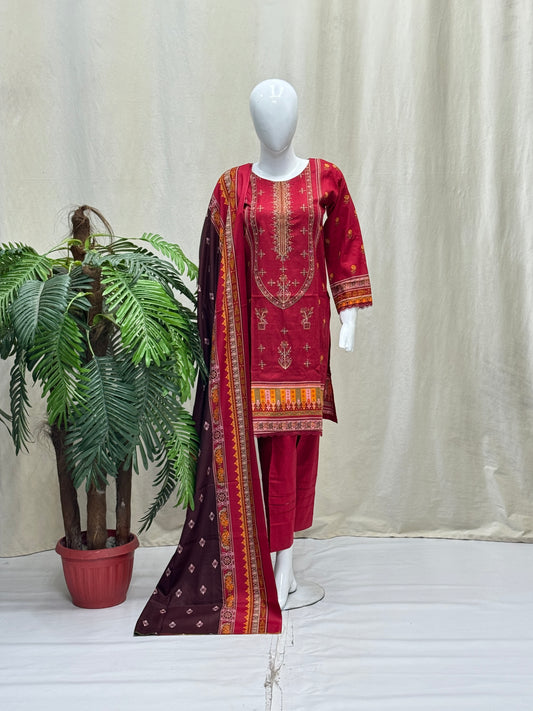 K&R Dhanak - Dhanak Dupatta 424 Red