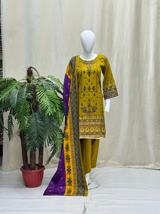 K&R Khaddar - Khaddar Dupatta 413 Mustard