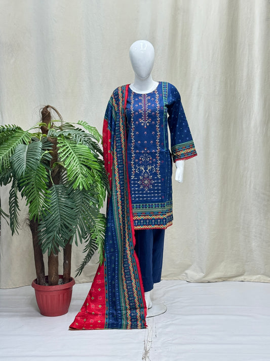 K&R Khaddar - Khaddar Dupatta 409 Blue