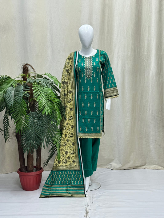 K&R Khaddar - Khaddar Dupatta 410 Green