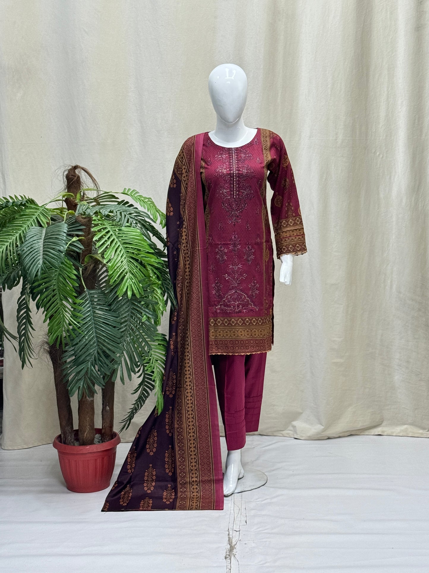 K&R Dhanak - Dhanak Dupatta 420 Mehroon