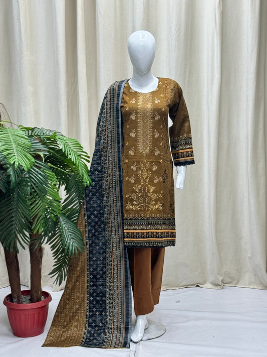 K&R Khaddar - Khaddar Dupatta 483 Brown