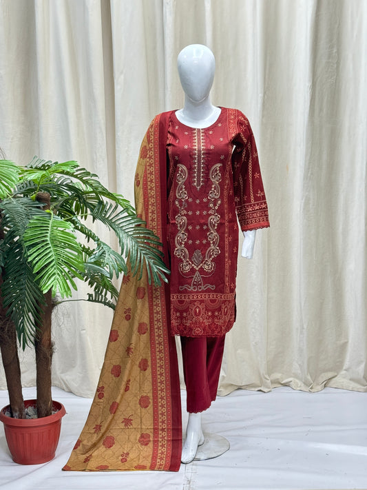 K&R Dhanak - Dhanak Dupatta 492 Mehroon