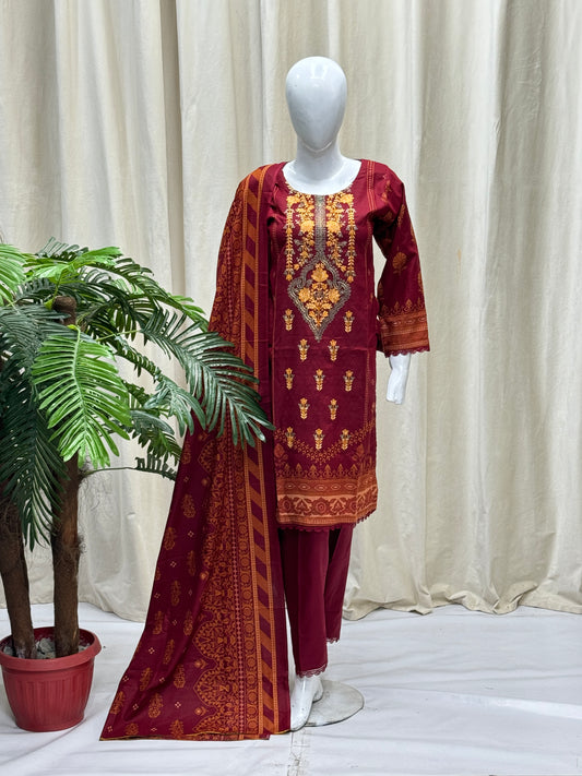 K&R Dhanak - Dhanak Dupatta 493 Mehroon