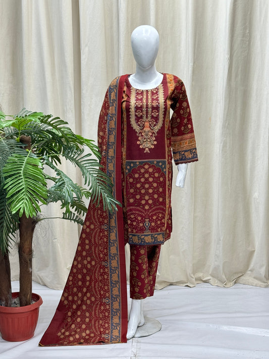 K&R Dhanak - Dhanak Dupatta 490 Mehroon