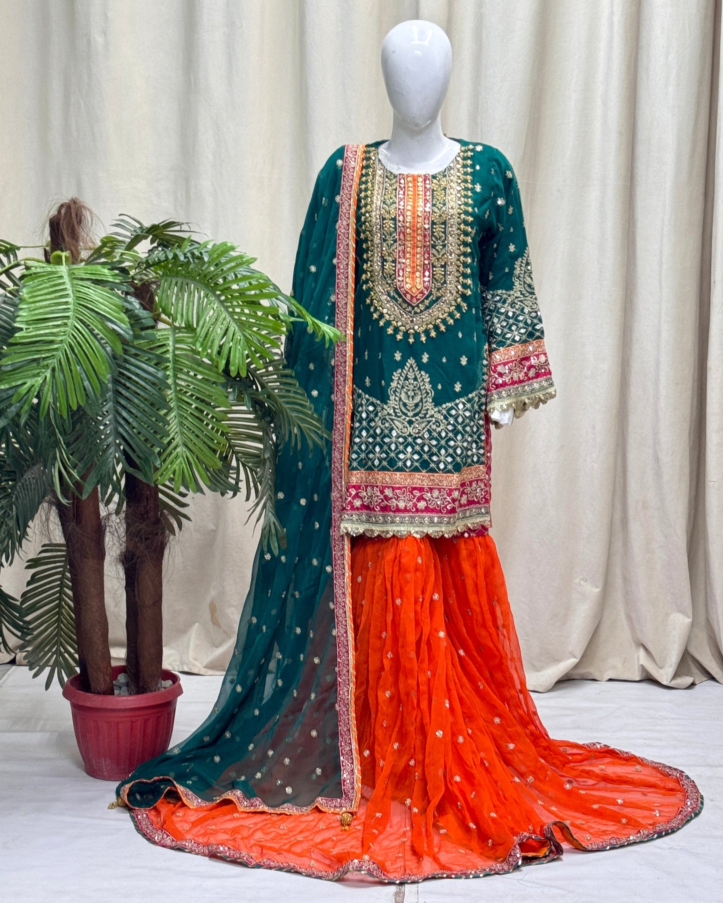 425 By Mohsin Bottle Green Orange