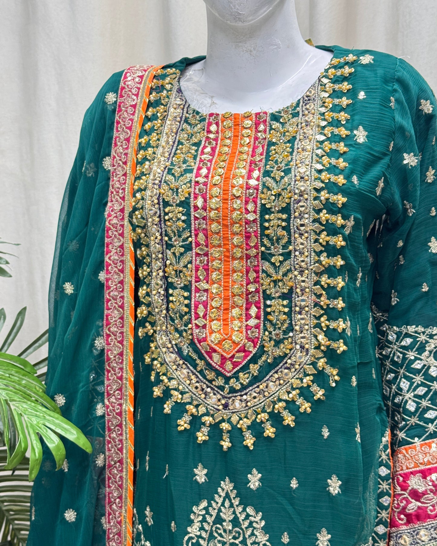 425 By Mohsin Bottle Green Orange