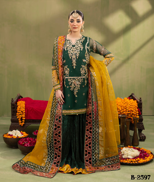 Khawab ZQ 2597 Bottle Green