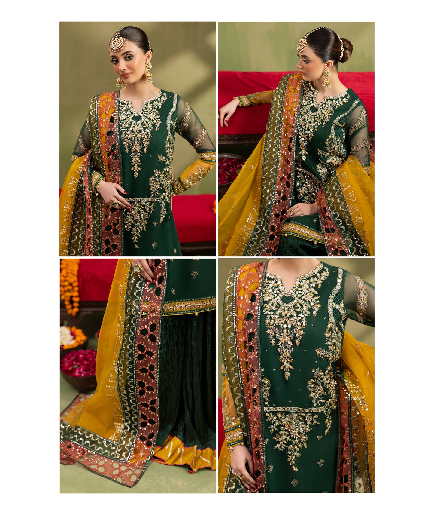 Khawab ZQ 2597 Bottle Green