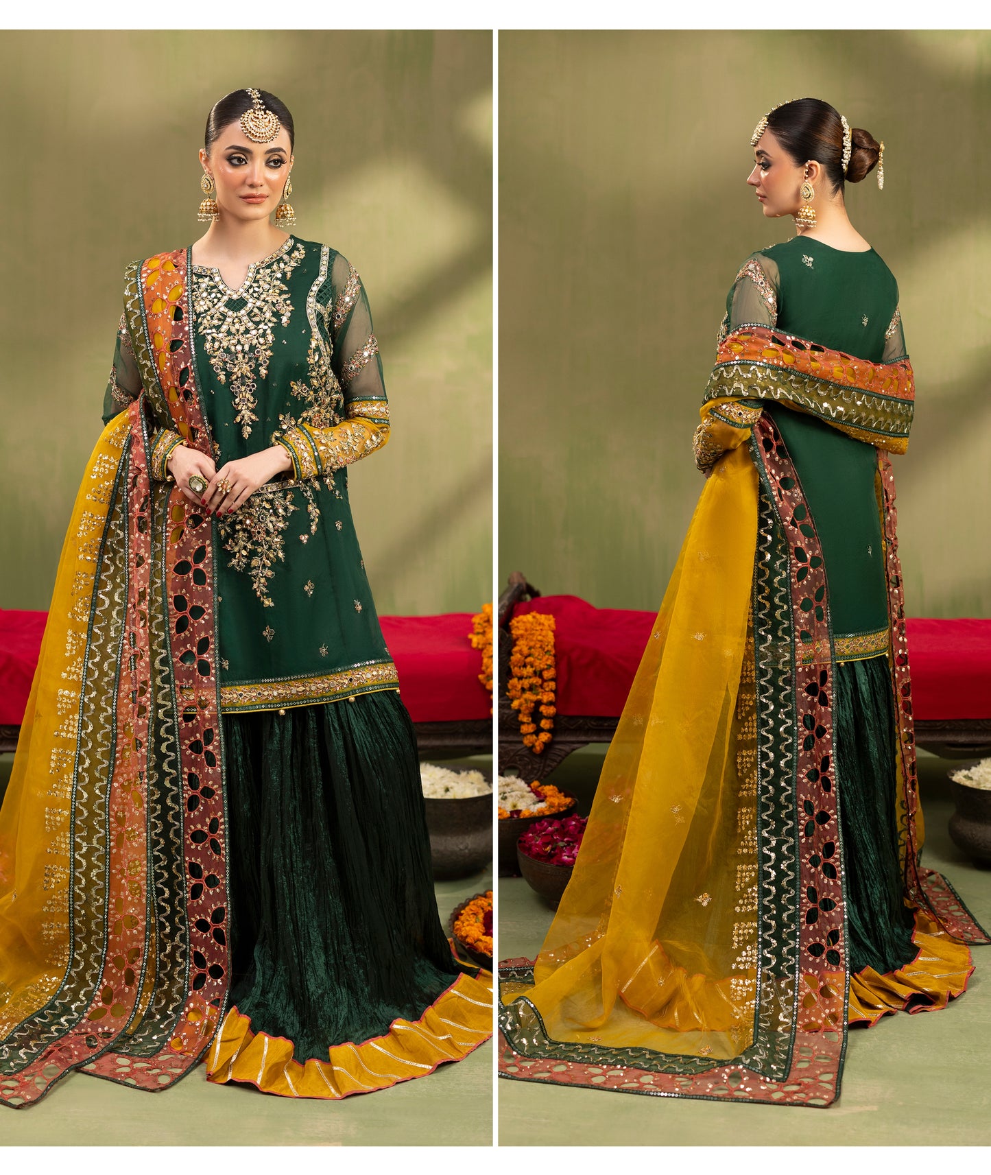 Khawab ZQ 2597 Bottle Green