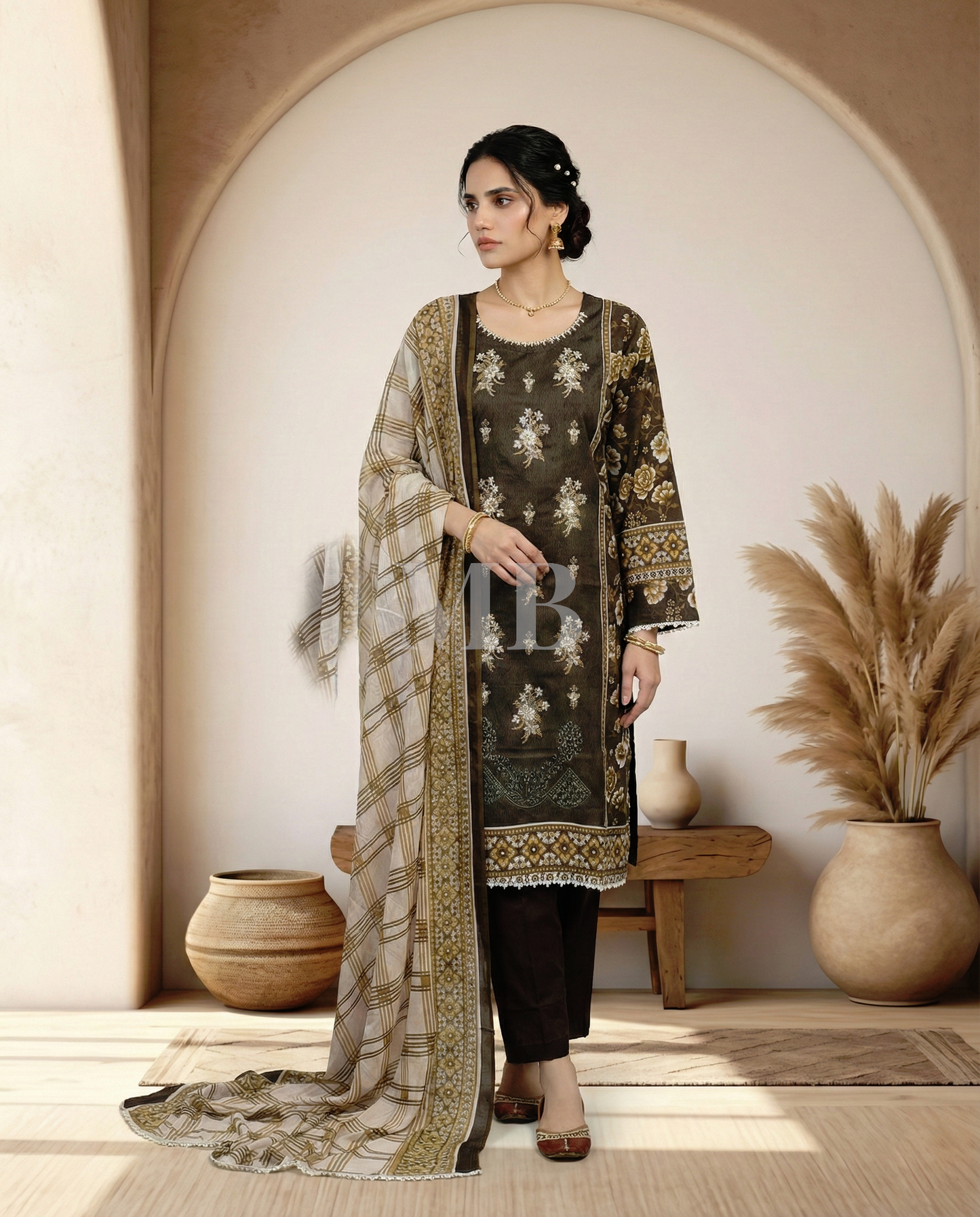 K&R Lawn - Chiffon Dupatta 518 Choclate Brown