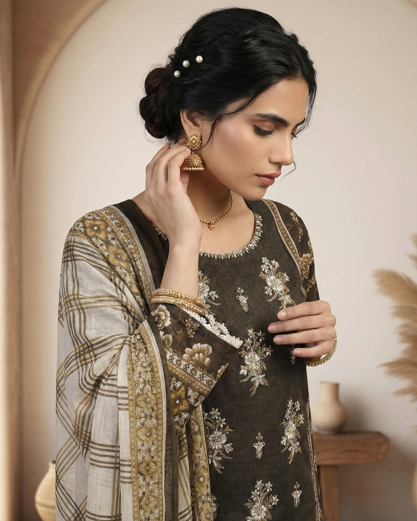K&R Lawn - Chiffon Dupatta 518 Choclate Brown