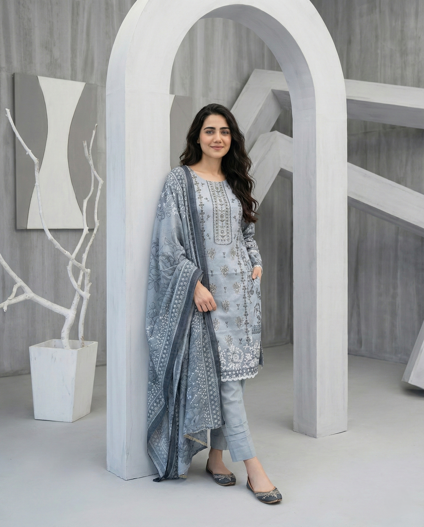 K&R Dhanak - Dhanak Dupatta 414 Light Grey