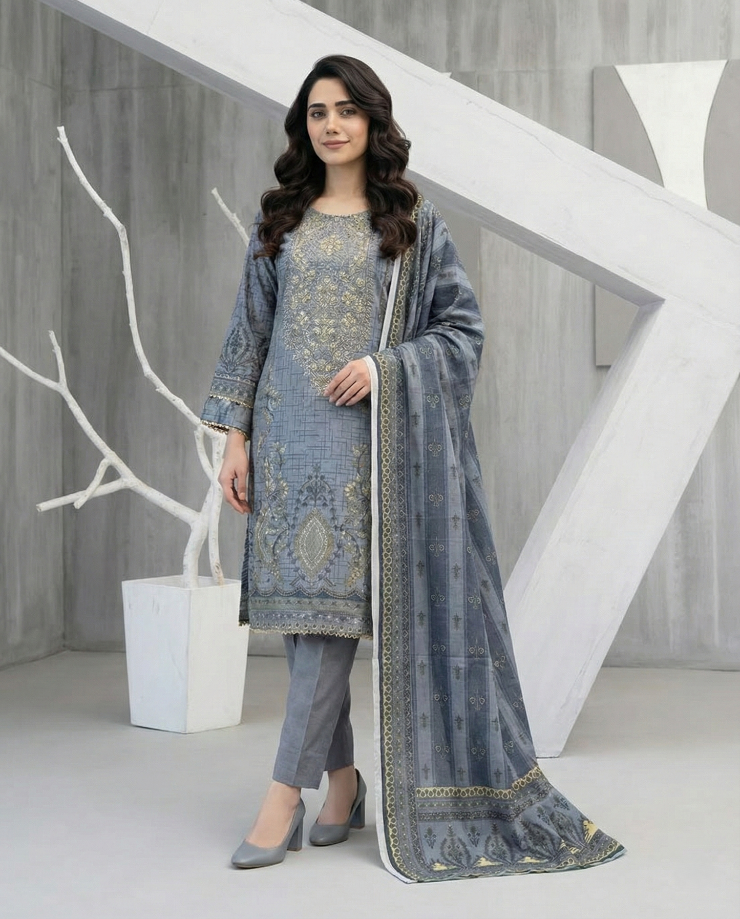 K&R Dhanak - Dhanak Dupatta 472 Grey
