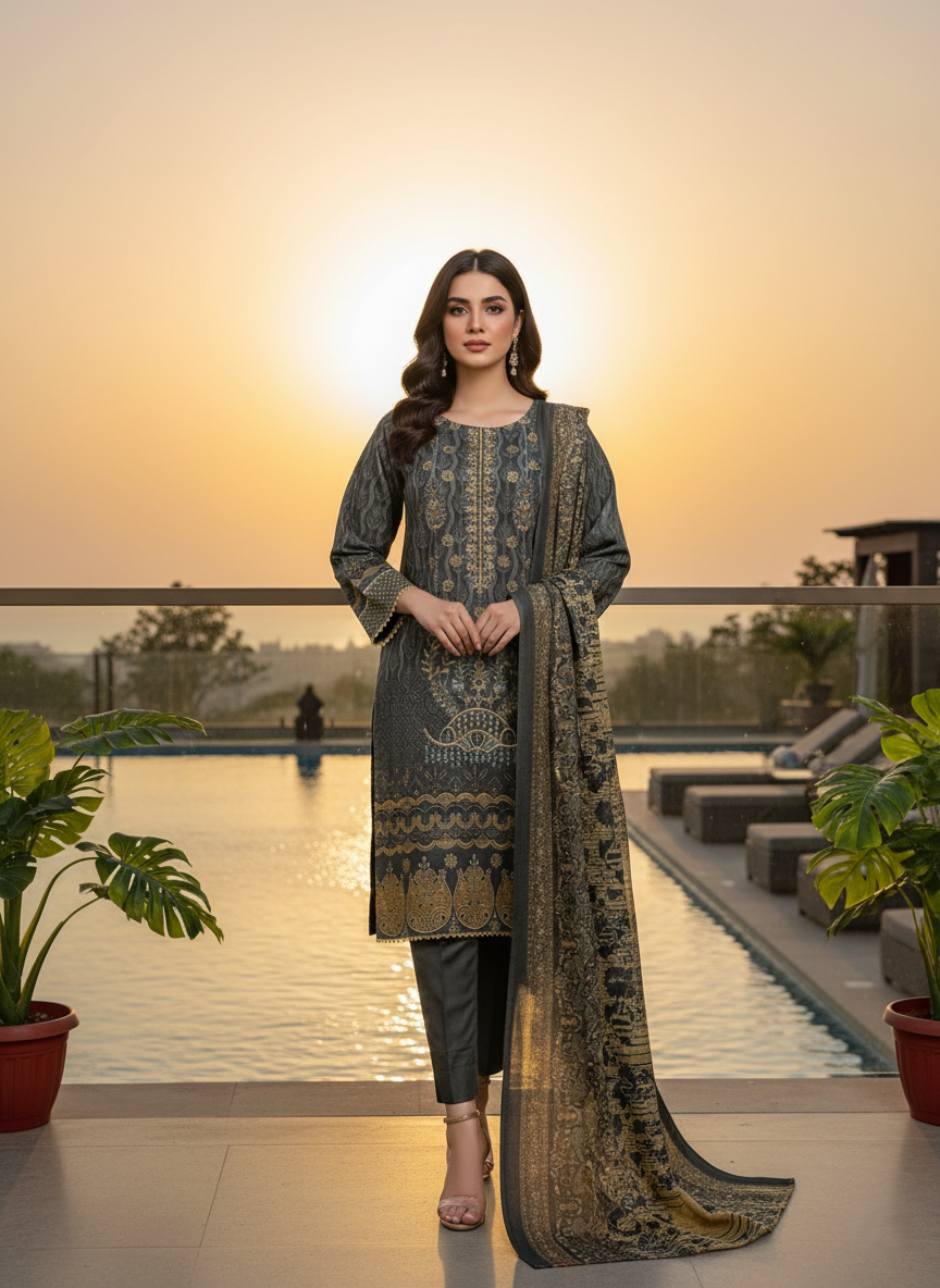 K&R Dhanak - Dhanak Dupatta 489 Grey
