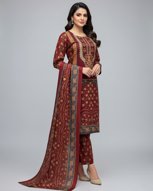 K&R Dhanak - Dhanak Dupatta 490 Mehroon