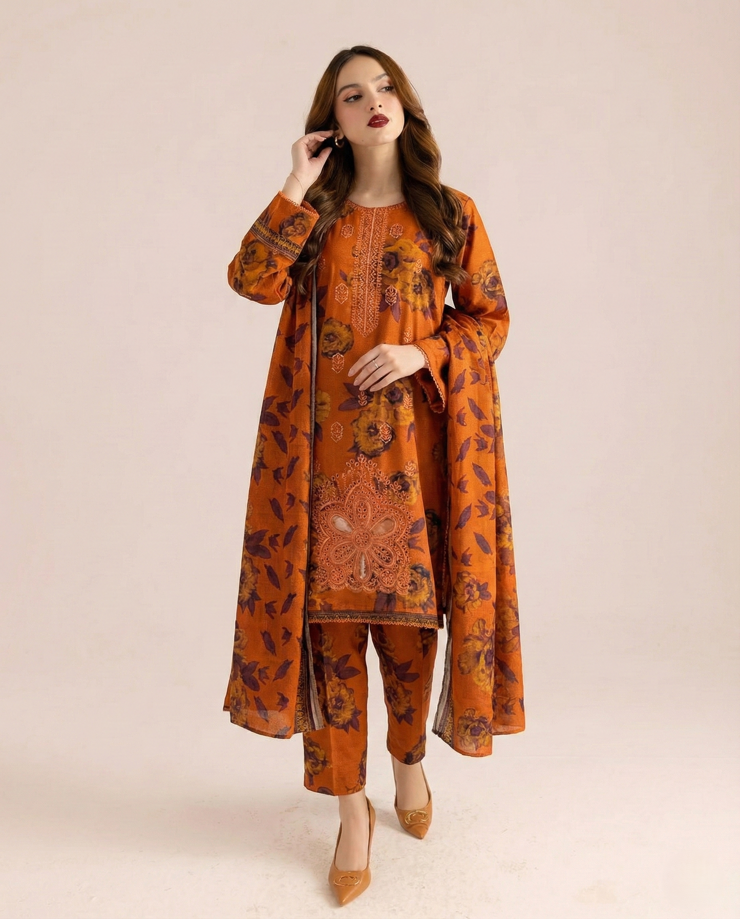 K&R Dhanak - Dhanak Dupatta 513 Rust