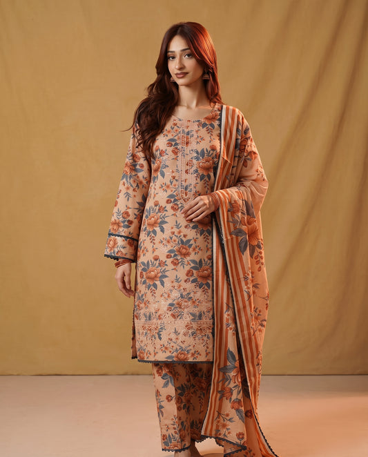 K&R Dhanak - Dhanak Dupatta 647 Peach