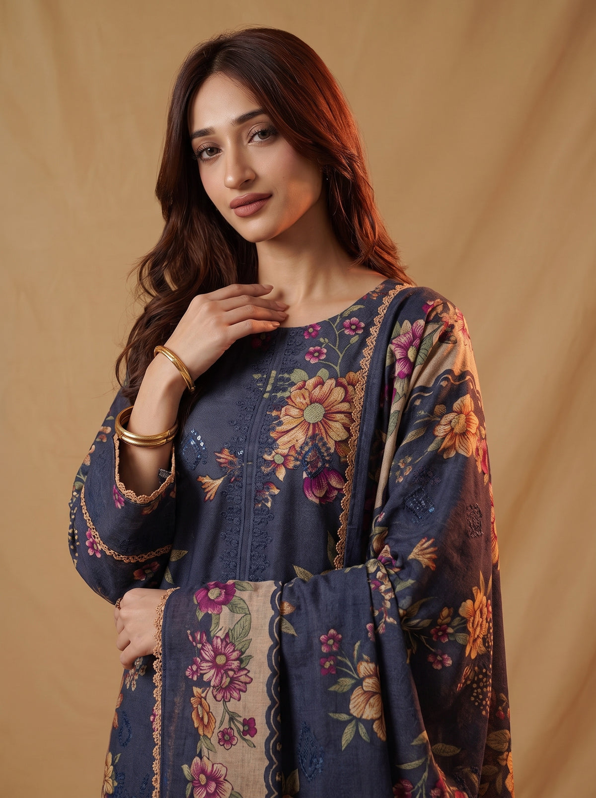 K&R Dhanak - Dhanak Dupatta 655 Navy Blue