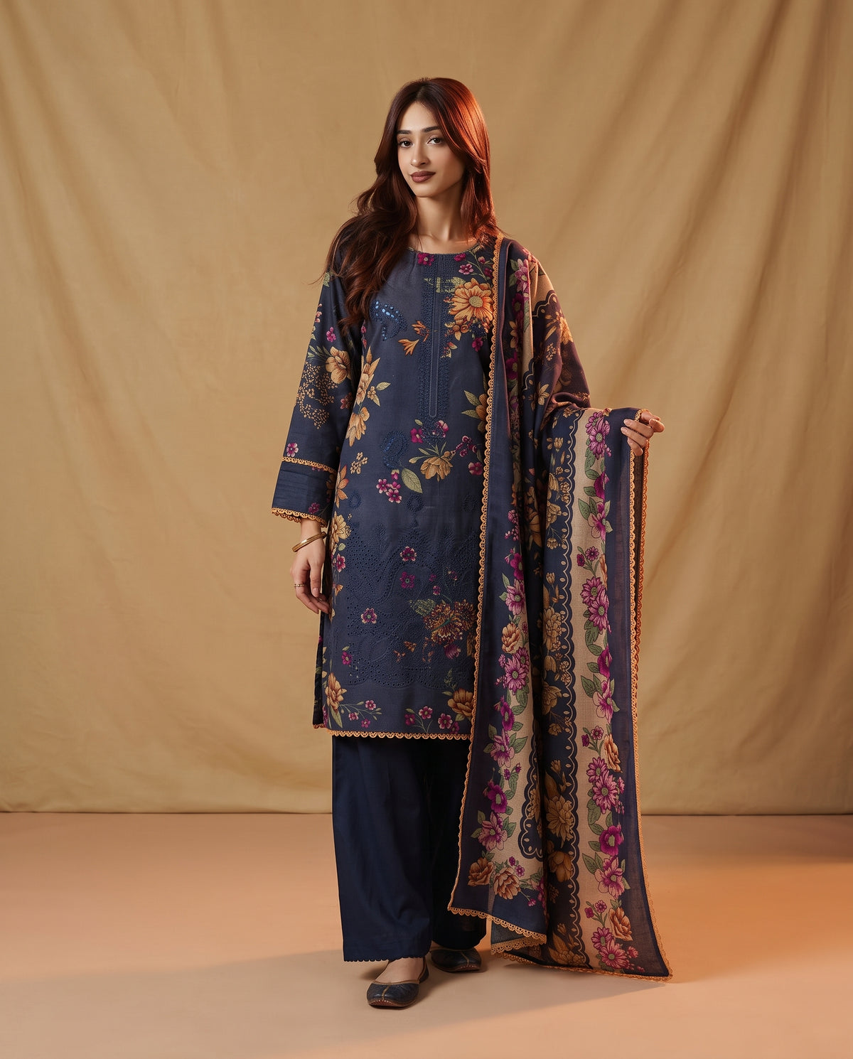 K&R Dhanak - Dhanak Dupatta 655 Navy Blue