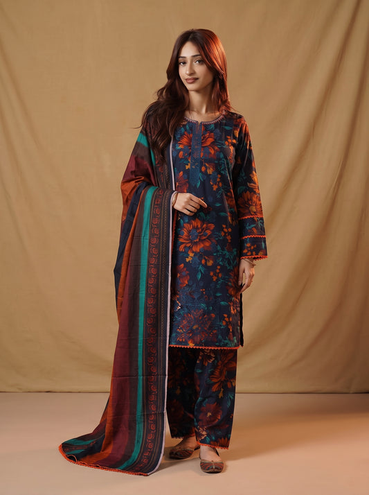 K&R Dhanak - Dhanak Dupatta 671 Navy Blue