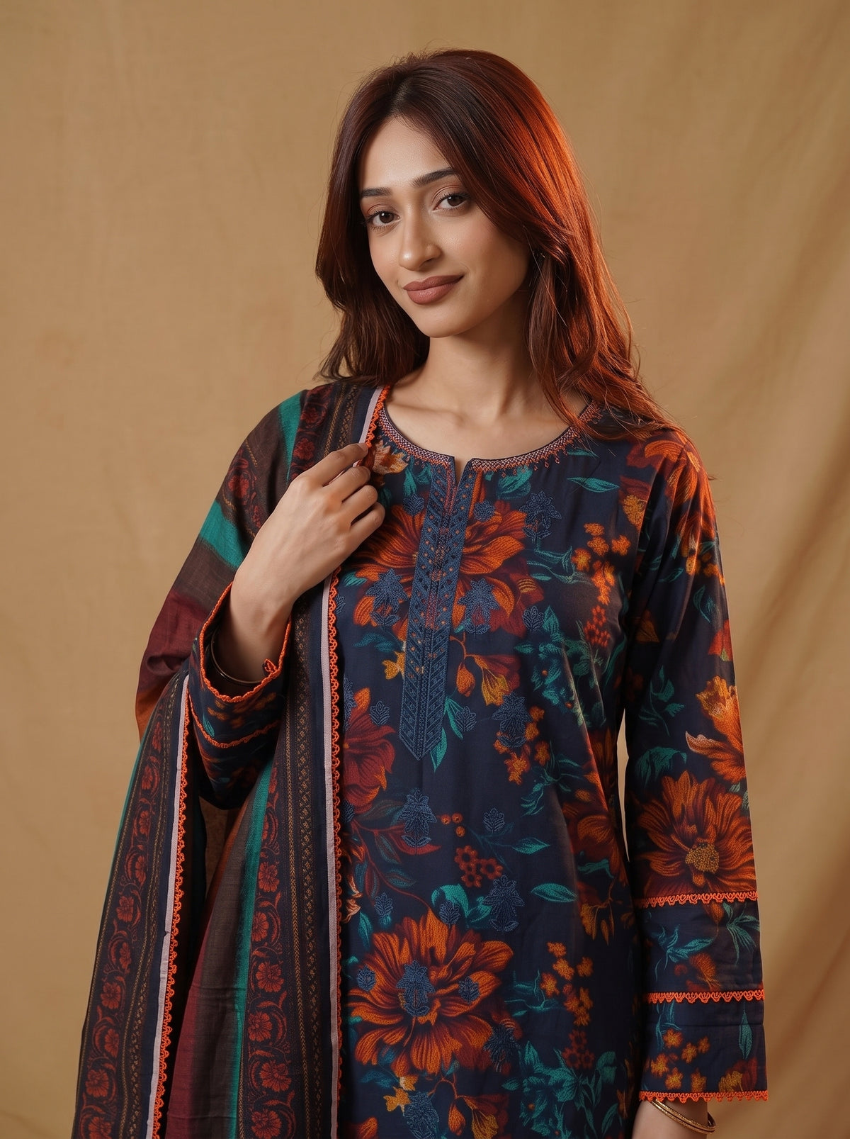 K&R Dhanak - Dhanak Dupatta 671 Navy Blue
