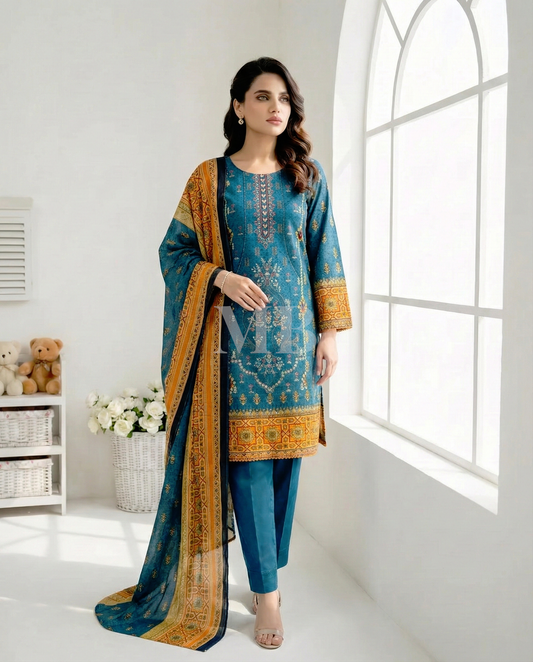 K&R Khaddar - Khaddar Dupatta 407 Zinc