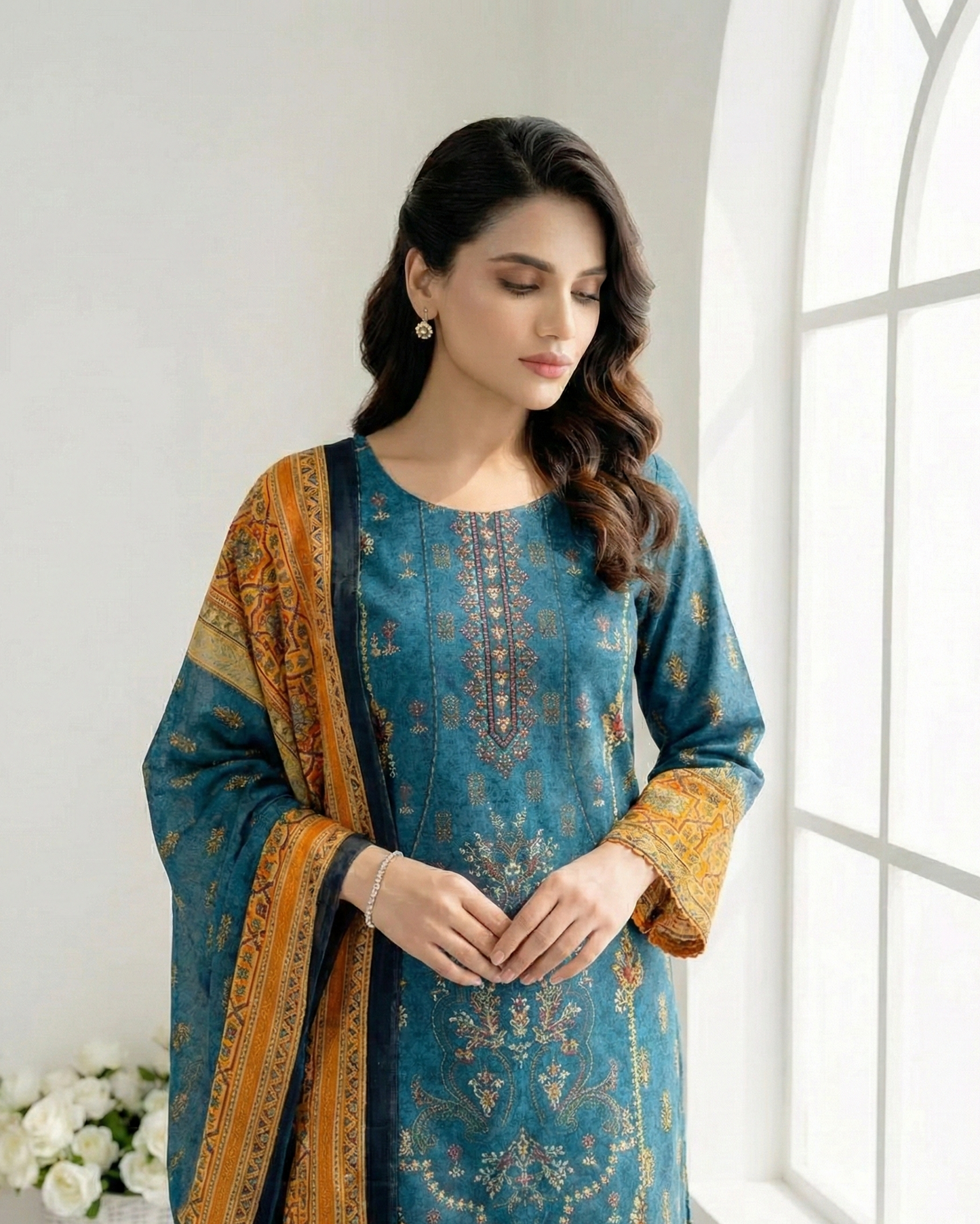 K&R Khaddar - Khaddar Dupatta 407 Zinc