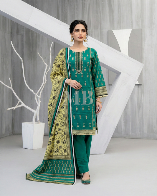 K&R Khaddar - Khaddar Dupatta 410 Green