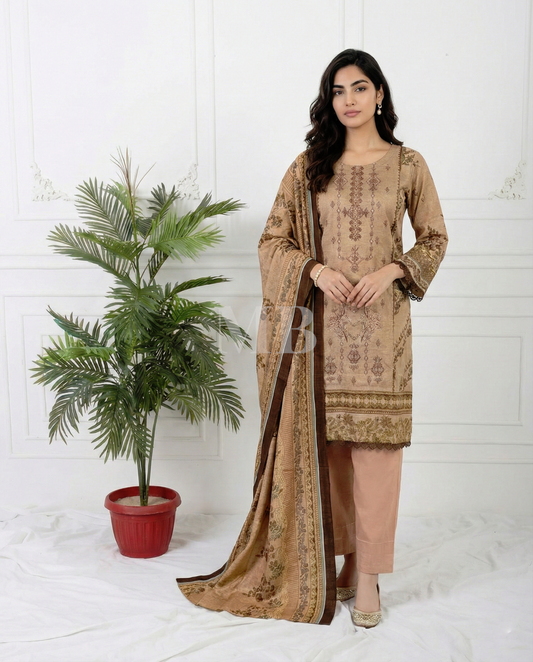 K&R Khaddar - Khaddar Dupatta 412 Skin