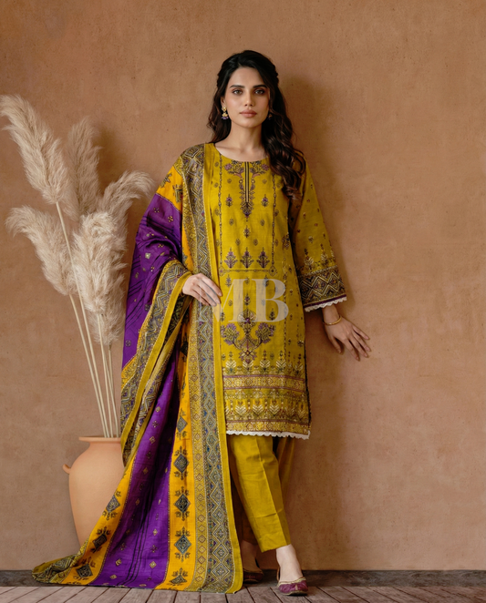 K&R Khaddar - Khaddar Dupatta 413 Mustard