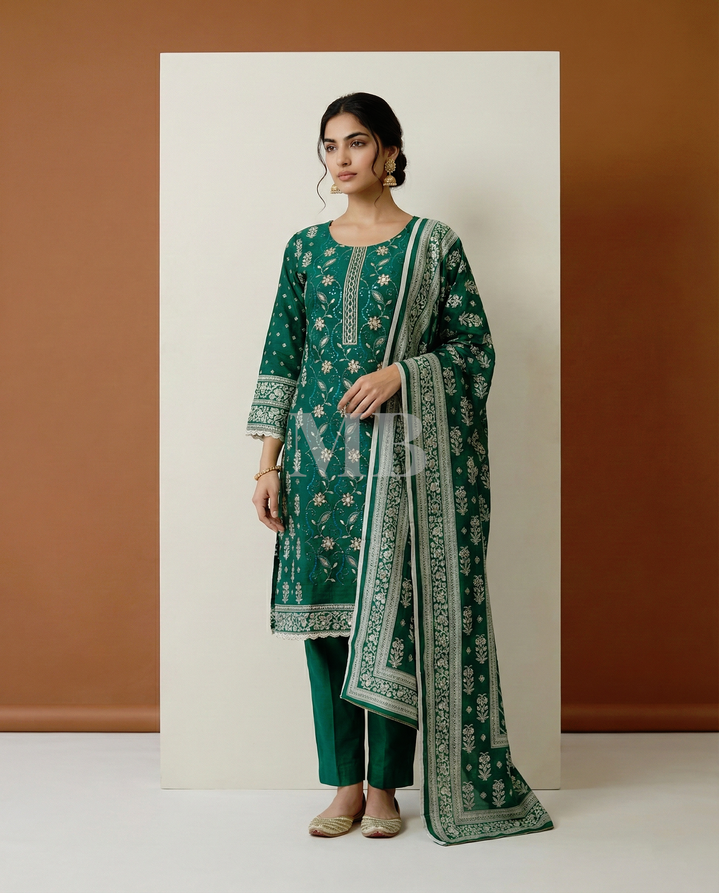 K&R Khaddar - Khaddar Dupatta 481 Green