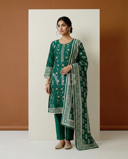 K&R Khaddar - Khaddar Dupatta 481 Green