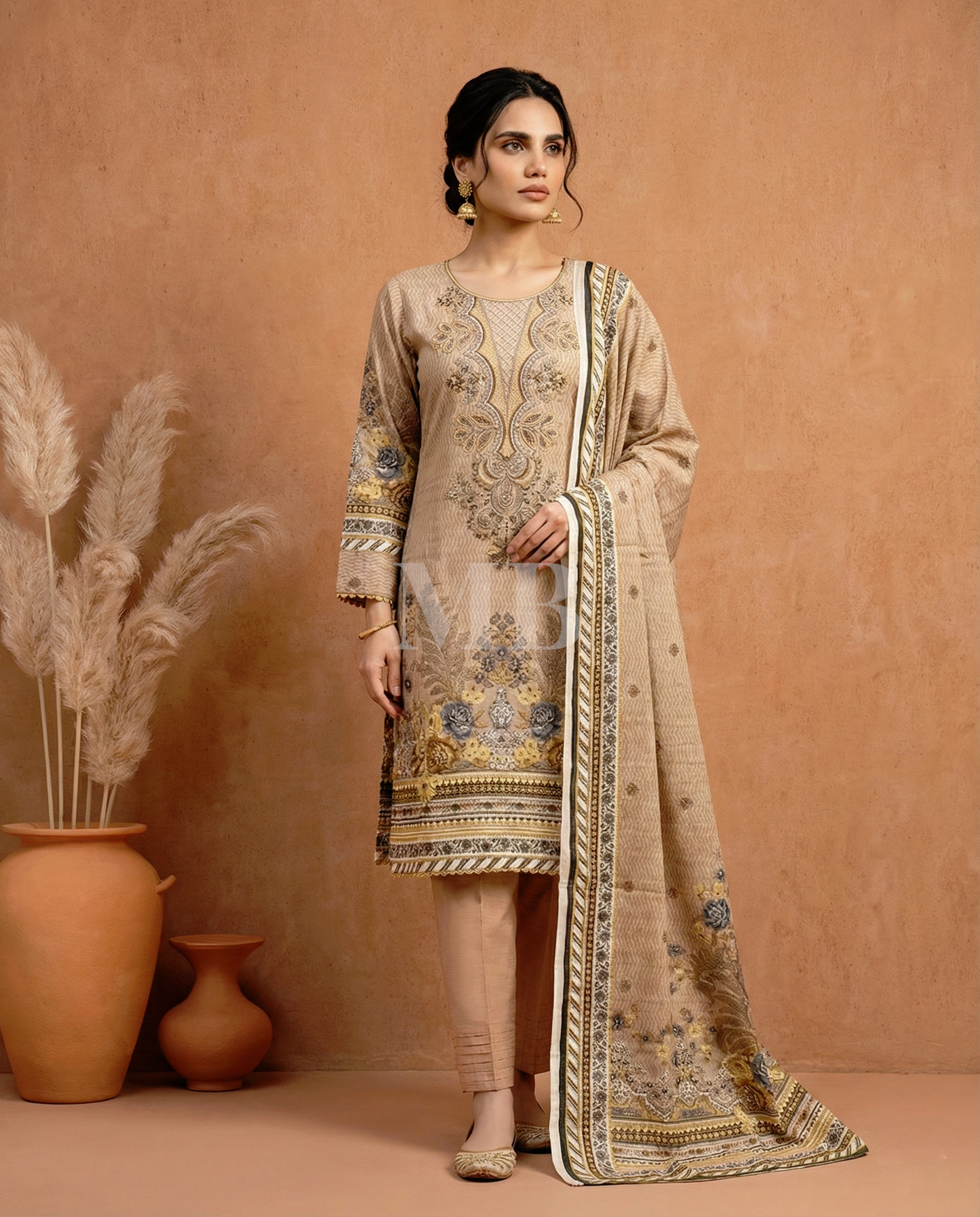 K&R Khaddar - Khaddar Dupatta 486 Skin