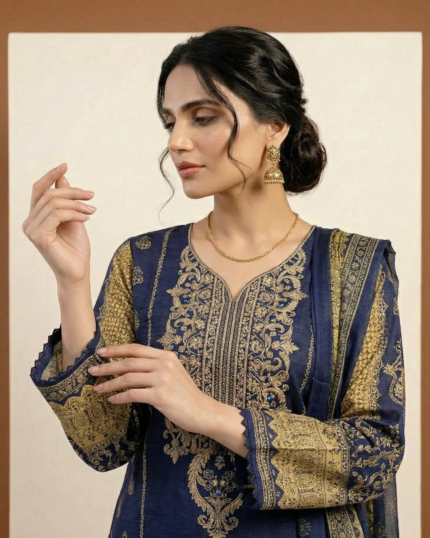 K&R Lawn - Chiffon Dupatta 244 Navy Blue