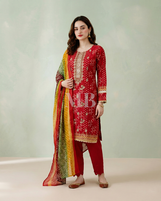 K&R Lawn - Chiffon Dupatta 280 Red