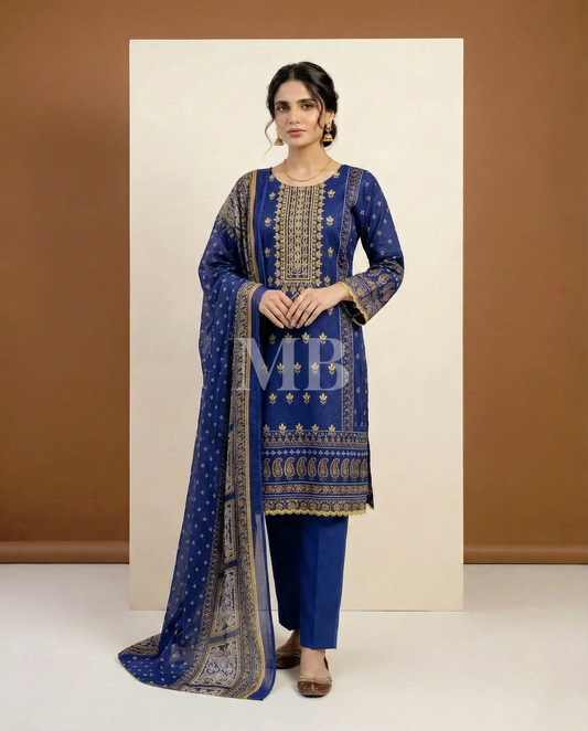 K&R Lawn - Chiffon Dupatta 282 Blue