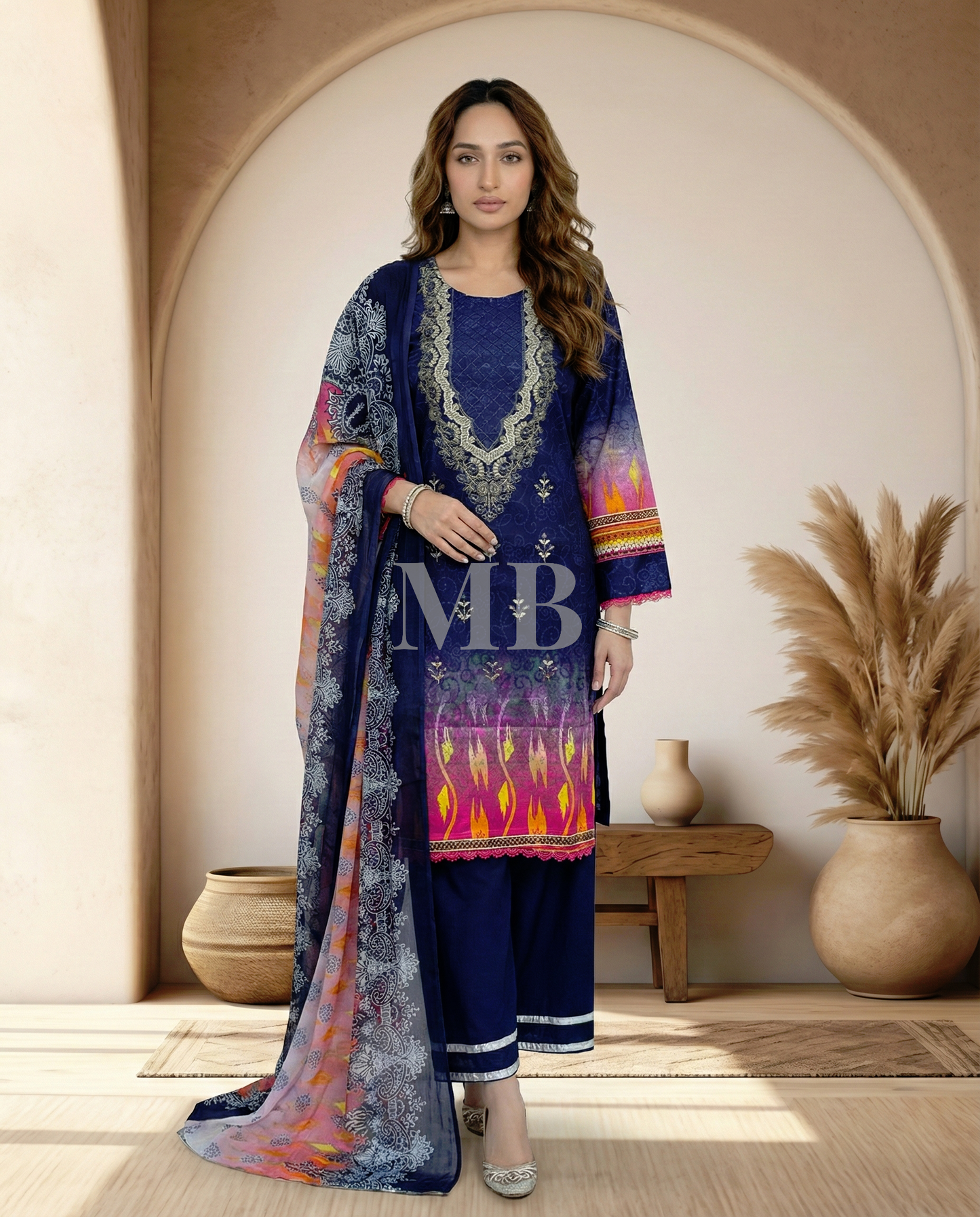 K&R Lawn - Chiffon Dupatta 287 Blue
