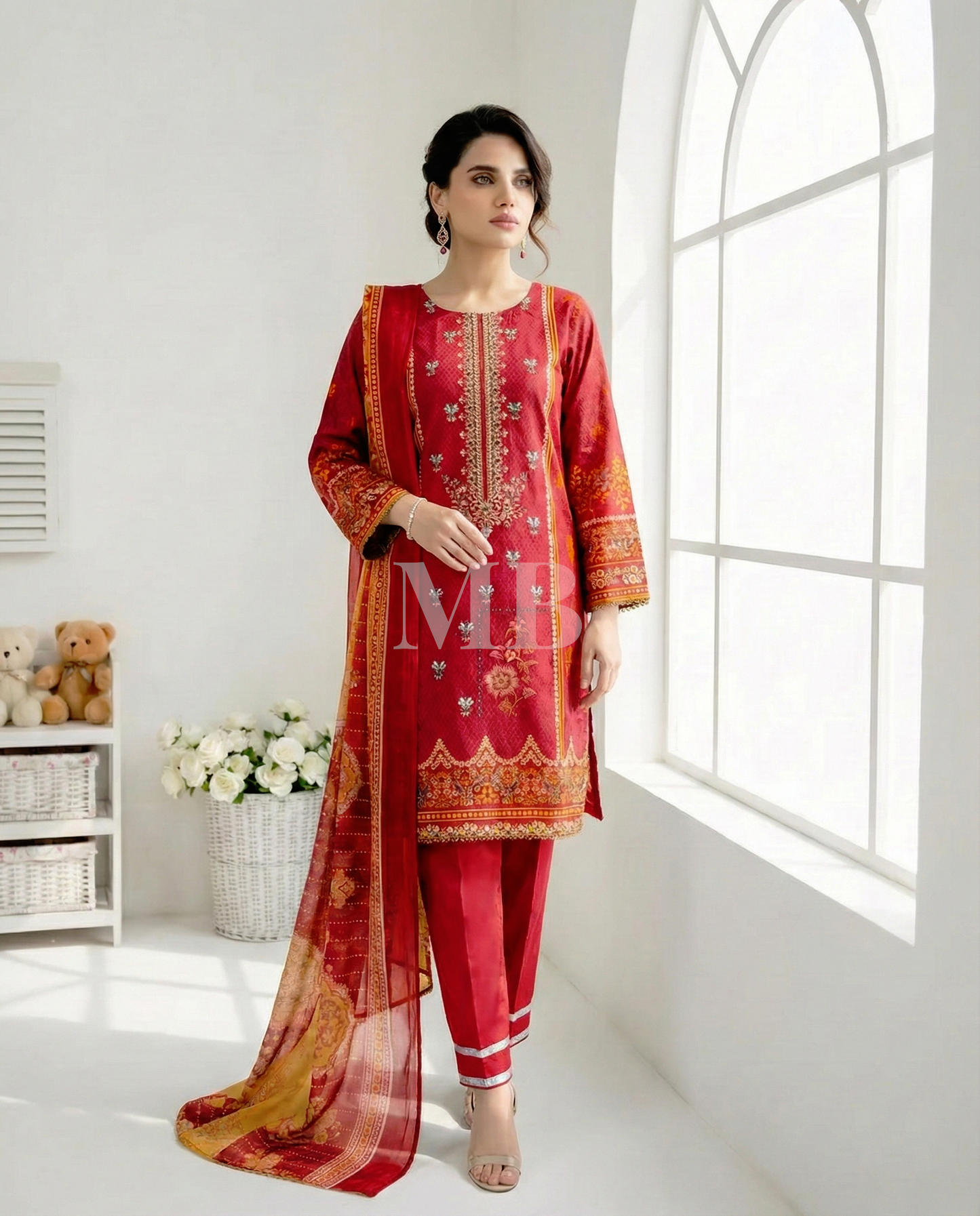 K&R Lawn - Chiffon Dupatta 290 Pink
