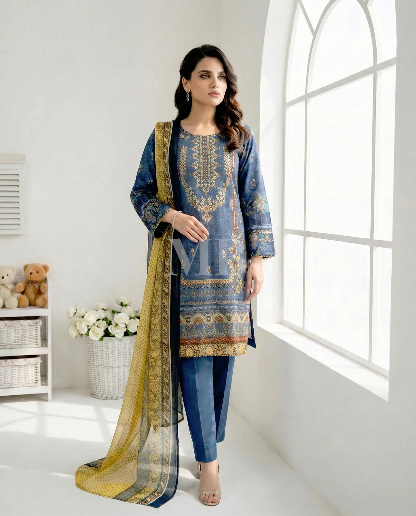 K&R Lawn - Chiffon Dupatta 291 Gray