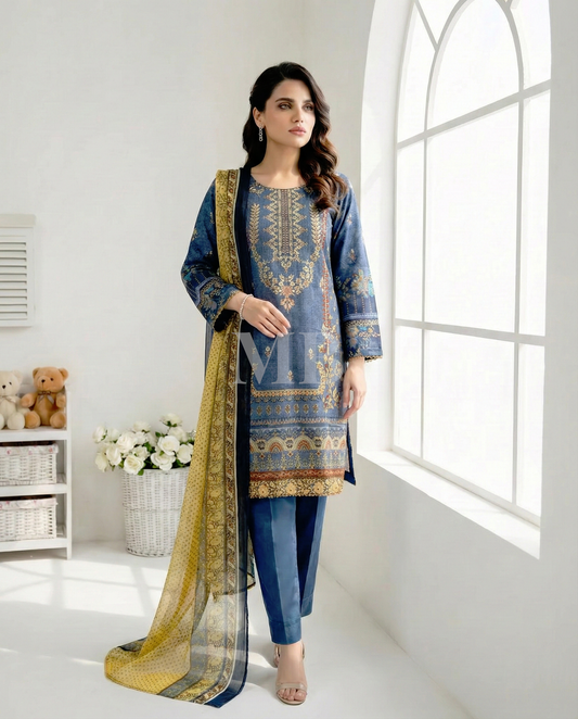 K&R Lawn - Chiffon Dupatta 291 Gray