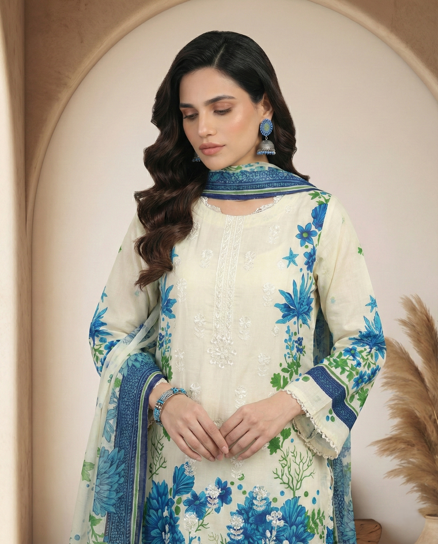K&R Lawn - Chiffon Dupatta 522 Cream